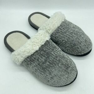 Isotoner Women's Slippers Gray 9.5-10 Faux Fur Cozy Memory Foam Clog
